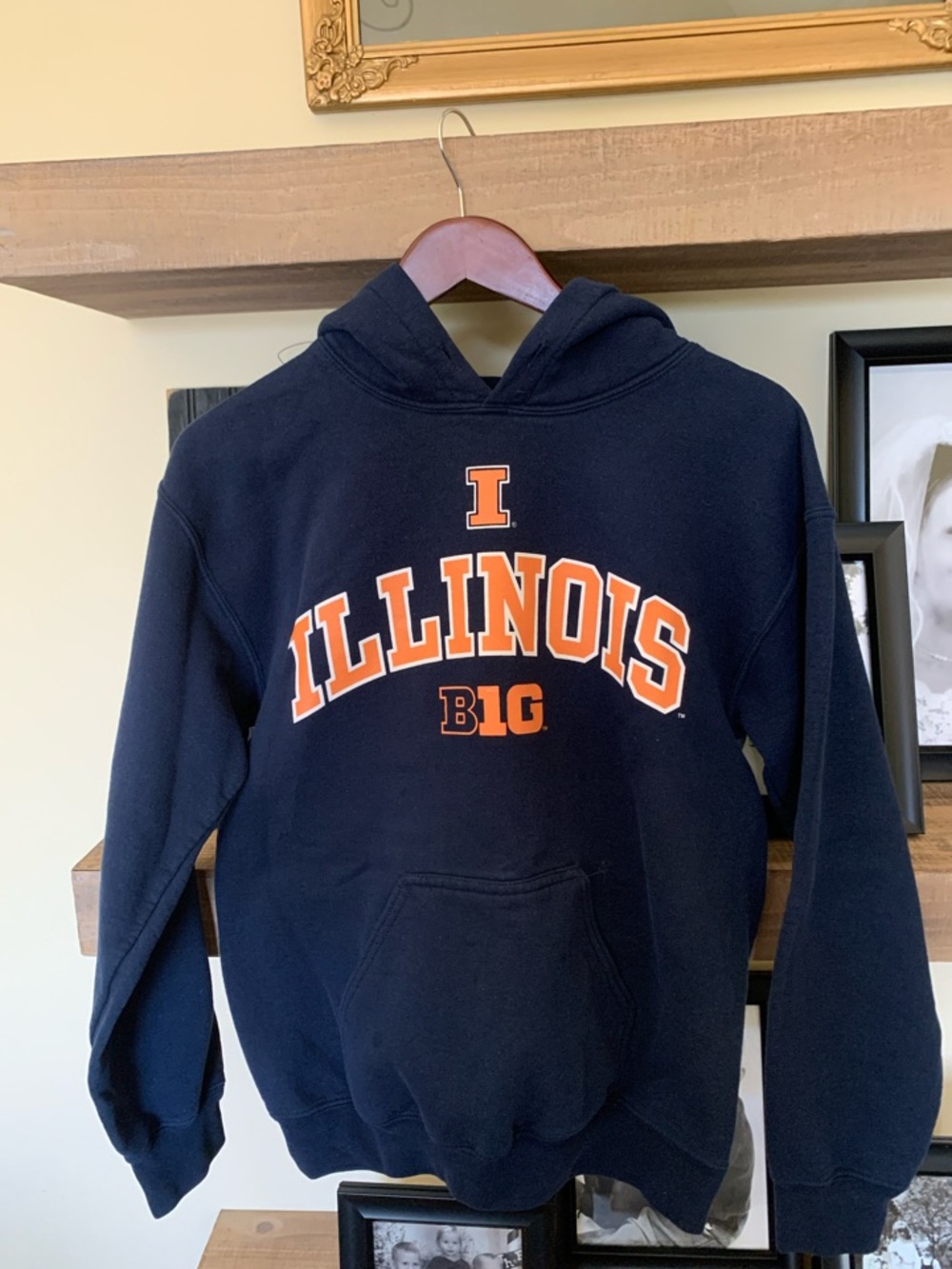 Illinois Men's Crewneck Hoodie - Navy with Orange Logo